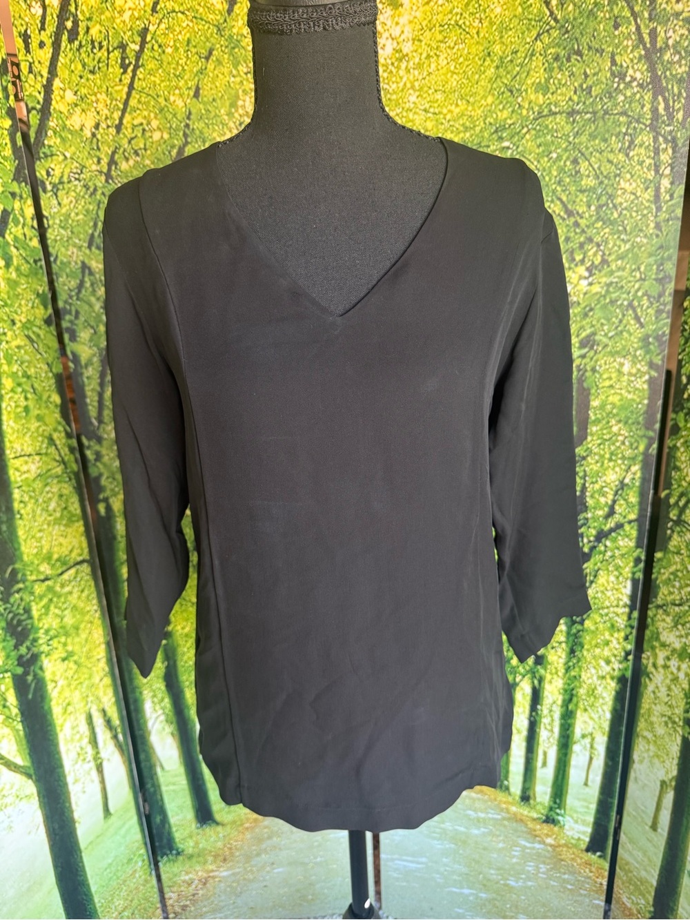 Theory Black V-Neck Women's Blouse Silk Size P